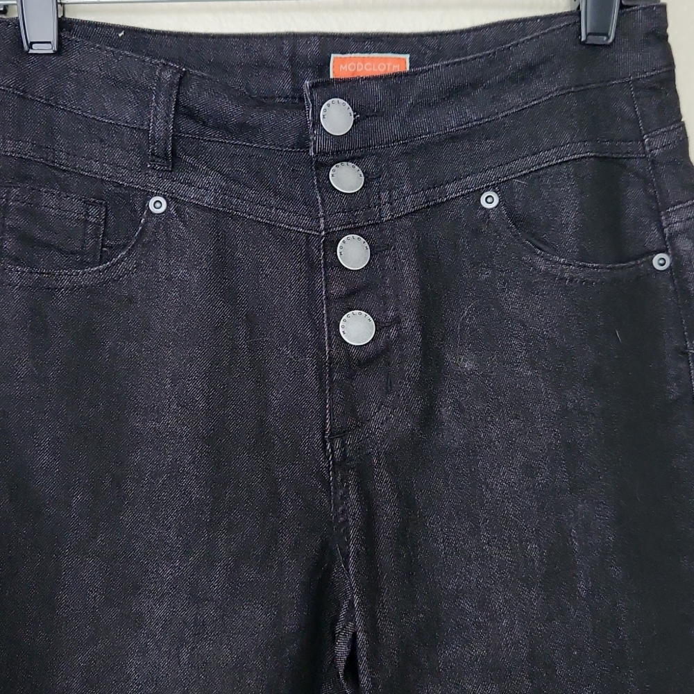 Modcloth High Rise NWOT Black Jeans Skinny Waist Size 6/27 Button Fly - Picture 5 of 13